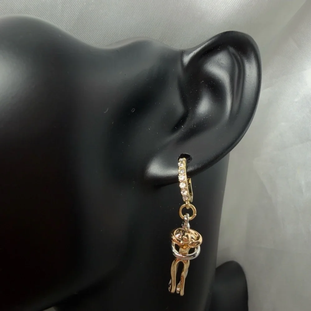 New! 3 Tone stainless steel Love Gold Silver  And Pink Gold Hoop Earrings
